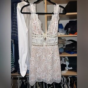 WORN ONCE For Love and Lemons Ivory Lace Mini Dress